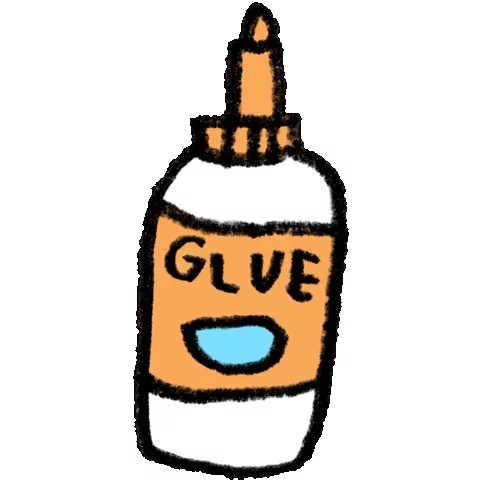 Animated doodle of a bottle of glue.